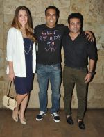 Vindu Dara Singh with wife Dina & Joe Rajan at the screening of Hollywood movie Transporter Refuelled at Light Box Theatre.1